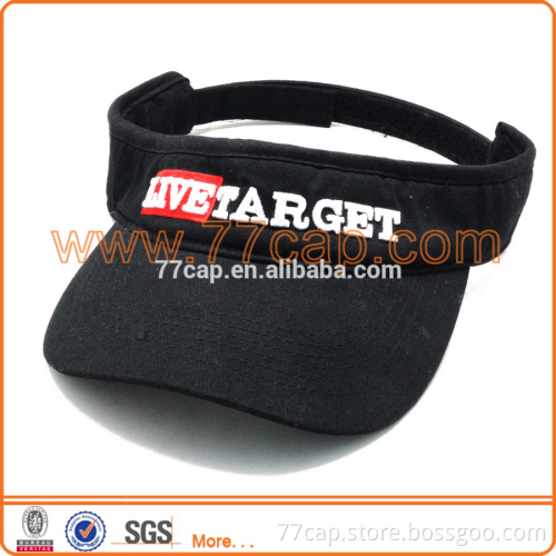 Black Sport Cotton Custom Sun Visor Cap